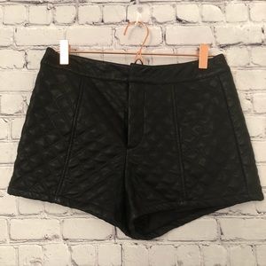 Forever 21 Black Quilted Faux Leather Shorts Sz M